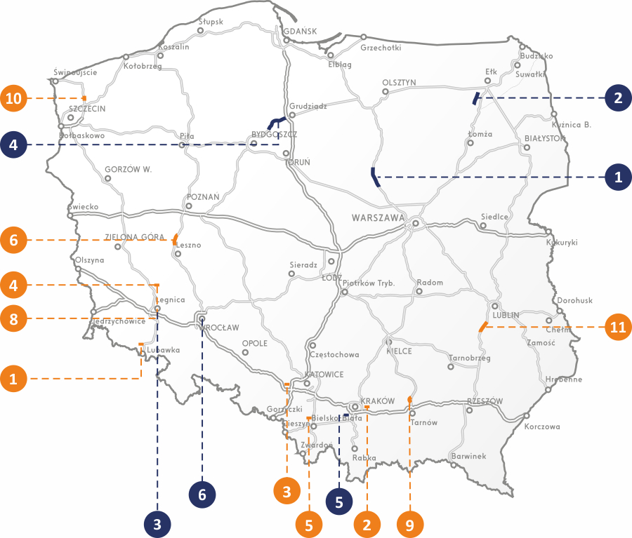 Mapa realizacji EMECO Budownictwo